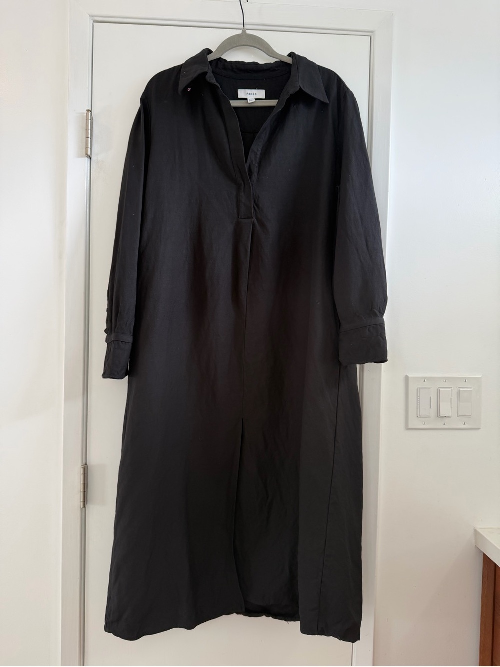 Reiss Black Long Sleeve Shirt Dress
